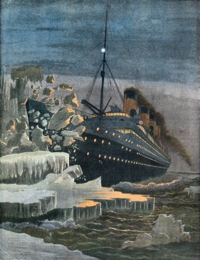 A Titanic jéghegynek ütközik. alkotó: French School