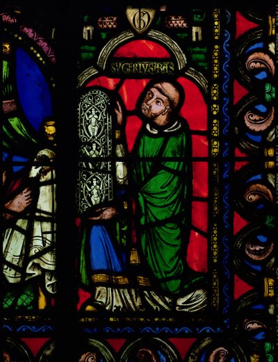 A Jesse fája ablak, Suger apátot (1081-1151 körül) ábrázoló részlet, amely ablakot ad alkotó: French School