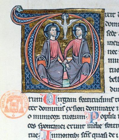 A Szentháromság, latin nyelvű Biblia kezdőbetűivel alkotó: French School