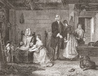 Wakefield helytartója kibékíti feleségét Oliviával, Gilbert Stuart Newton festménye után. A Histoire des Peintres-ből, École Anglaise, 1867-ben (litho) alkotó: French School