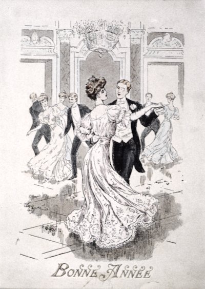 A keringő, francia újévi kártya, 19. század vége alkotó: French School
