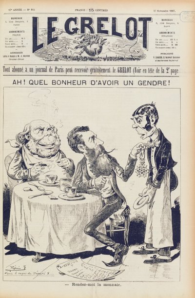 A Wilson-ügy, a Le Grelot címlapja, 1887. november 27 alkotó: French School