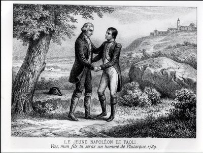 Az ifjú Bonaparte Napóleon (1769-1821) Pasquale Paolival (1725-1807) találkozott 1789-ben, J.A. Korzikáról szóló könyvéből. Galetti, Párizs, 1863 alkotó: French School