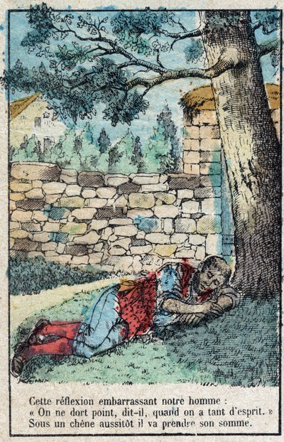 A makk és a sütőtök. Jean de La Fontaine (1621-95) meséi. Epinal képalkotása a 19. század végéről. alkotó: French School