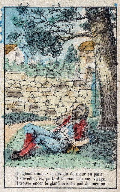 A makk és a sütőtök. Jean de La Fontaine (1621-95) meséi. Epinal képalkotása a 19. század végéről. alkotó: French School