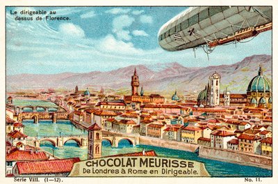 Léghajó Firenze felett (chromolitho) alkotó: French School