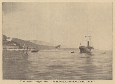 Alberto Santos-Dumont léghajója a Földközi-tengerbe zuhan (litho) alkotó: French School