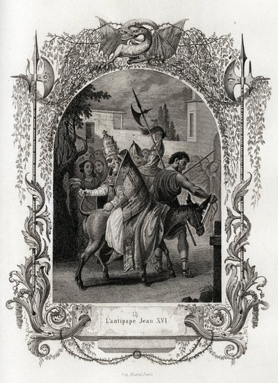 János ellenpápa (997-998). Maurice Lachatre (1814-1900), Librairie du Progres, Párizs, Histoire des Popes című metszete. alkotó: French School