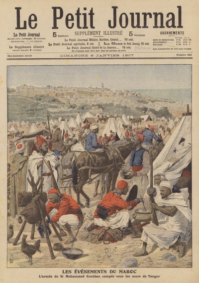 Mohammed Guebbas serege a marokkói Tanger falai alatt táborozott (színes litho) alkotó: French School