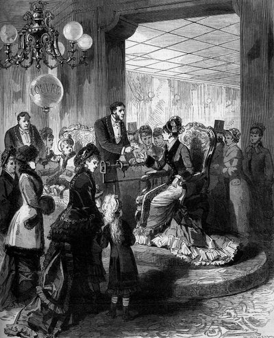 Az egyensúlyozó szék: egy nő ül egy fotelben, aki kiszámítja a súlyt. Párizs alkotó: French School