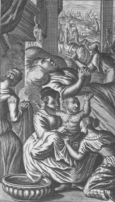 Pantagruel születése, illusztráció a „Gargantua és Pantagruel” című művéből, François Rabelais (metszet) alkotó: French School