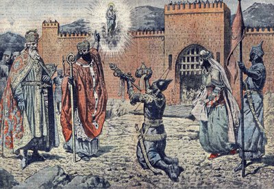 Mirat dit Lorus hajdúherceg, Nagy Károly 778-ban ostromolta lourdes-i várát. alkotó: French School