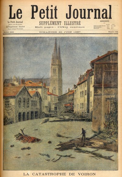Voiron (Isère) falu katasztrófája (árvíz) a „Le Petit Journal”-ban, 1897. június 20. (metszet) alkotó: French School