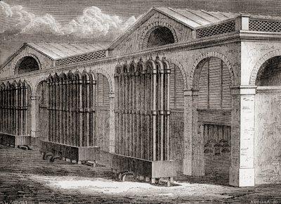 Széngáz kondenzátor üzem La Villette-ben, Párizs, Franciaország a 19. században, a „Les Merveilles de la Science”-ből, 1870 körül megjelent (metszet) alkotó: French School