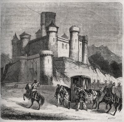 Rigonde (Rigonthe) kortege (569 körül-589 után) elhagyja Párizst, hogy menjen vőlegényéhez, Recarede herceghez. Metszet 1871-ből Henry de Kock (1819-1892) „Histoire Des Cocus Celebres” c. alkotó: French School