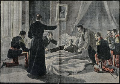 Felix Faure (1841-1899), francia elnök, Renault abbé halála megadta neki a feloldozást. Metszet a „” Le Pelerin”-ben” 1899.02.26. alkotó: French School