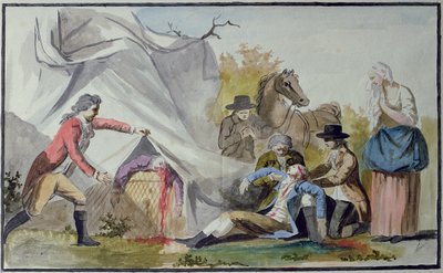 Francois Pilatre de Rozier (1754-85) halála Boulogne közelében 1785. június 15-én, miután megpróbált átkelni a Csatornán egy Mongolfiere léggömbön. alkotó: French School