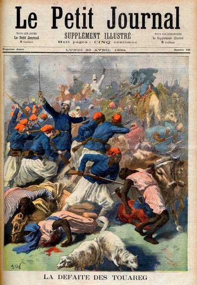A tuaregek veresége. Francia gyarmati csapatok Joseph Joffre alezredes (1852-1931) parancsnoksága alatt – A Touareg veresége. Illusztráció a Le Petit Journal számára, 1894. április 30. (metszet) alkotó: French School