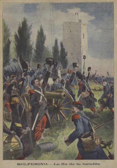 A solferinói csata vége, Olaszország (színes litó) alkotó: French School