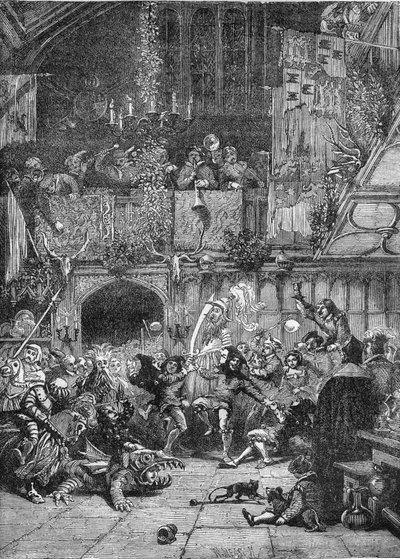 A bolondok ünnepe (vagy az ártatlanok ünnepe), amelyet egészen a 17. századig tartottak, a Jézust Jeruzsálembe hozó szamarat ünnepelték, ez volt az alkalom mindenféle őrületre. Metszet a „A prostitúció és a debauche amon története alkotó: French School