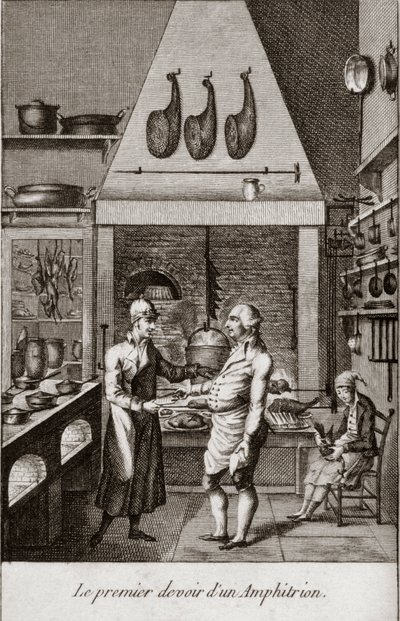 Az Amphitrion (amphitryon) első feladata - az ínyencek „” almanachjába való gravírozás, amely útmutatóként szolgál a kiváló kedveskedéshez. Egy régi amatőrtől”” – Alexandre Balthazar Laurent Grimod de la Reyniere - 1804-1812 alkotó: French School