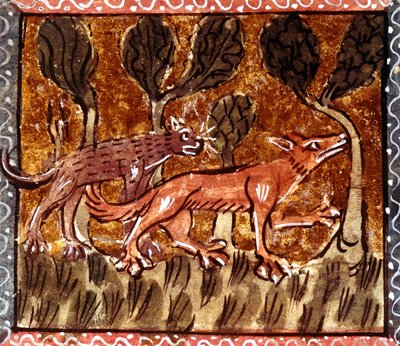 A róka és a farkas, megvilágítás a Roman de Renart (A róka regénye) című kéziratból, XIII. alkotó: French School