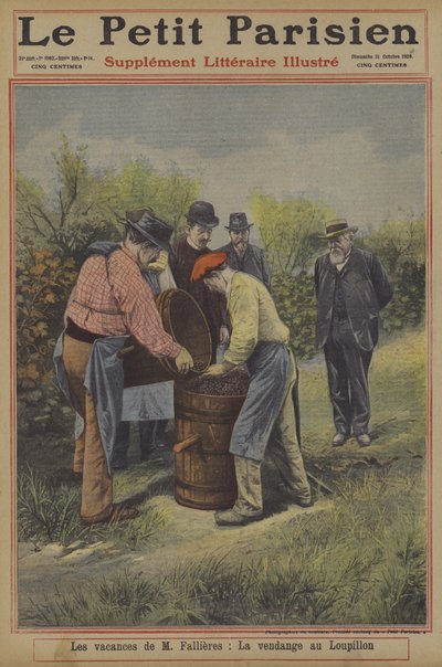Fallieres francia elnök ünnepei: szőlőszüret otthonában, Loupillon faluban (színes litó) alkotó: French School