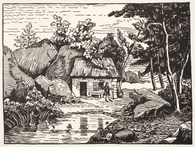 J.J. kunyhója Rousseau alkotó: French School
