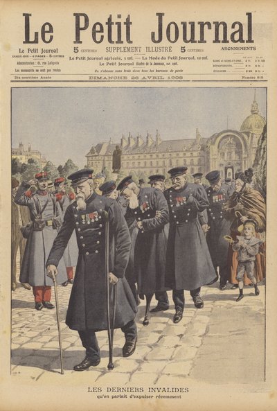 Az utolsó háborús veteránok a párizsi Hotel des Invalidesből (színes lithó) alkotó: French School