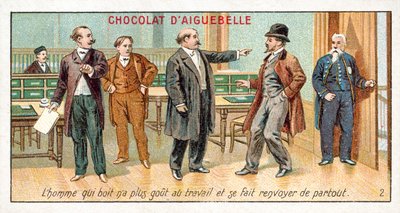 Aki iszik, annak már nincs kedve a munkához, és elbocsátják magát (chromolitho) alkotó: French School