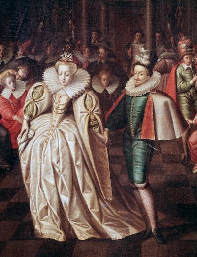 A házaspár, Duc de Joyeuse és Margaret of Lorraine, részlet a szeptember 24-i bálról alkotó: French School