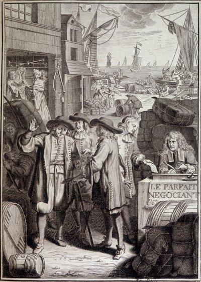 A tökéletes tárgyalás (egy kikötői menetelés befejezése a 18. században) - Jacques Savary művének címlapképe. alkotó: French School