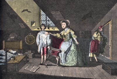 A jámbor szabó házasságtörésen ért. Káposzta metszete 1768-ból a „” Lire Et Galanterie”-ben”. Heti Galantes-képgyűjtemény John Grand-Carteret irányításával. 1903-1904. alkotó: French School