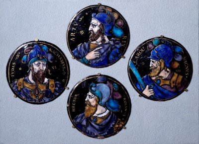 A preux Hector, a trójai hősök, Judas Macchabee (Maccabee vagy Macabee), becenevén a kalapács, apja, Matathias (Mathathias, Mattathias) utódja a zsidók Szeleukidák elnyomása elleni lázadásának élén, Nagy Károly (742 - 814) ), alkotó: French School