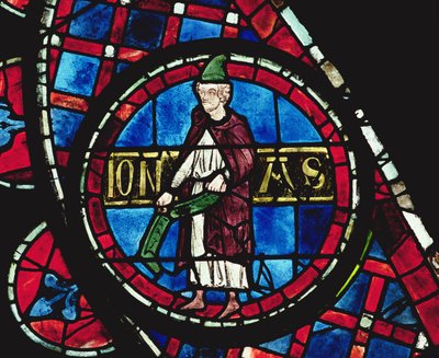 Jónás próféta, részlet az északi rózsaablakból, 1234-re üvegezett alkotó: French School