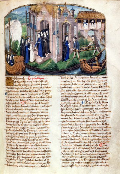 Egy újonc fogadása és egy beteg fogadása a Le Livre de Vie Active de lHotel Dieu de Paris-ból, Jean Henrytől, 1482 körül (lásd még: 236790) alkotó: French School