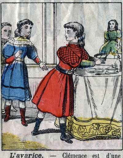 A hét halálos bűn: a kapzsiság. Epinális képalkotás a 19. század végén. (I sette peccati o vizi capitali) alkotó: French School
