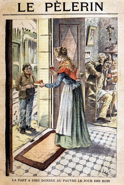 Isten részesedése a szegényeknek a királyok napján - a „Le Pelerin”, deb. 20. sz. (metszés) alkotó: French School