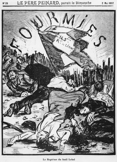 A Fourmies forgatása, illusztráció a Le Pere Peinardból, 1897. május 2 alkotó: French School