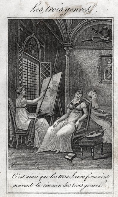 A három műfaj. Festőnő, zenész és olvasó. alkotó: French School