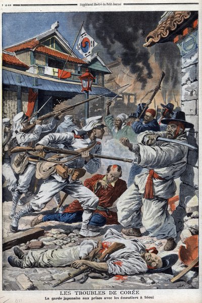 Korea bajai, a szöuli emutierekkel küszködő japán gárda, Yi-Yeung lemondásának tartalma – „Le Petit Journal” augusztus 4. alkotó: French School