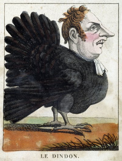A pulyka a karikatúrában, a karakter „illékony karakter” tanulmányozása sd. 19., népszerű képalkotás. alkotó: French School