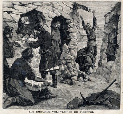 Élnek a moldovai Tiraspol önkéntesei, akik mártírok akarnak lenni. A „” Le Peute Parisien”-ben 1897.05.23-án. Magángyűjtemény alkotó: French School