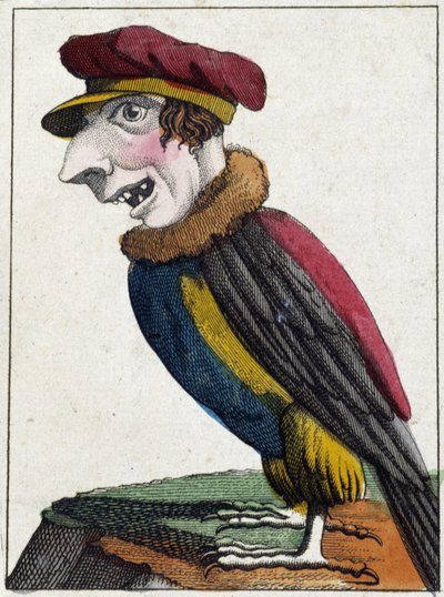 A keselyű a karikatúrában, a karakter „illékony karakter” tanulmányozása sd. 19., népszerű képalkotás. alkotó: French School