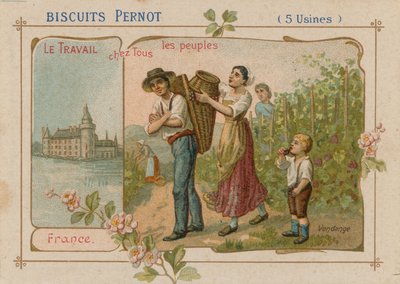 Az emberek munkája illusztráció egy keksz címkén alkotó: French School