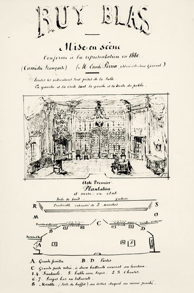 Színházi program Ruy Blas I. felvonásához (1838), Victor Hugo (1802-85), 1880 alkotó: French School