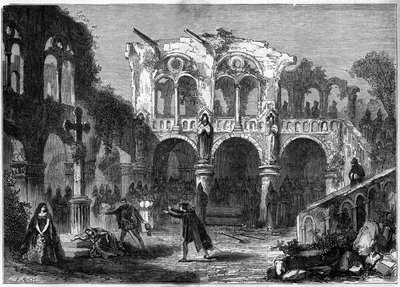 Színházi ábrázolás: Auguste Vacquerie (1819-1895) „The Funerailles of Honour” (VII. felvonás, utolsó jelenet). Párizs, Theater de la Porte Saint Martin alkotó: French School