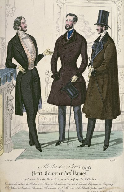 Három elegáns fiatalember, 1841 (színes metszet) alkotó: French School