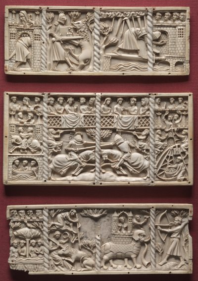 Három panel egy koporsóból udvari románcok jeleneteivel, 1330-1350 alkotó: French School