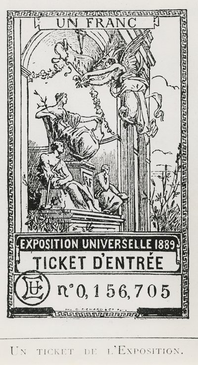 Belépőjegy az Exposition Universelle of 1889-re (litho) alkotó: French School